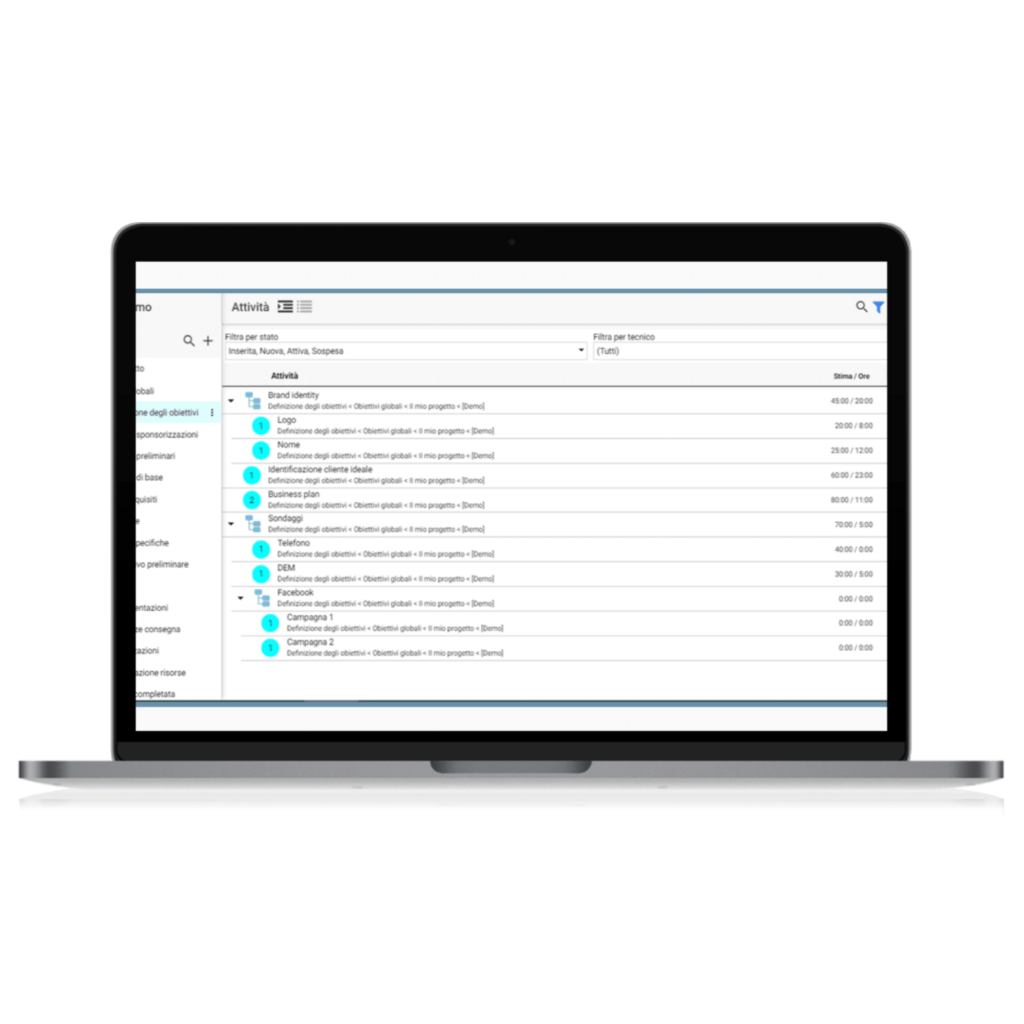 Software Gestione Attività di proprietà Silken Srl e Sivaf informatica. Azienda informatica Bergamo Brescia. Definizione delle attività da svolgere. Pianificazione della settimana. Raccolta delle ore di lavoro. Creazione reportistica.