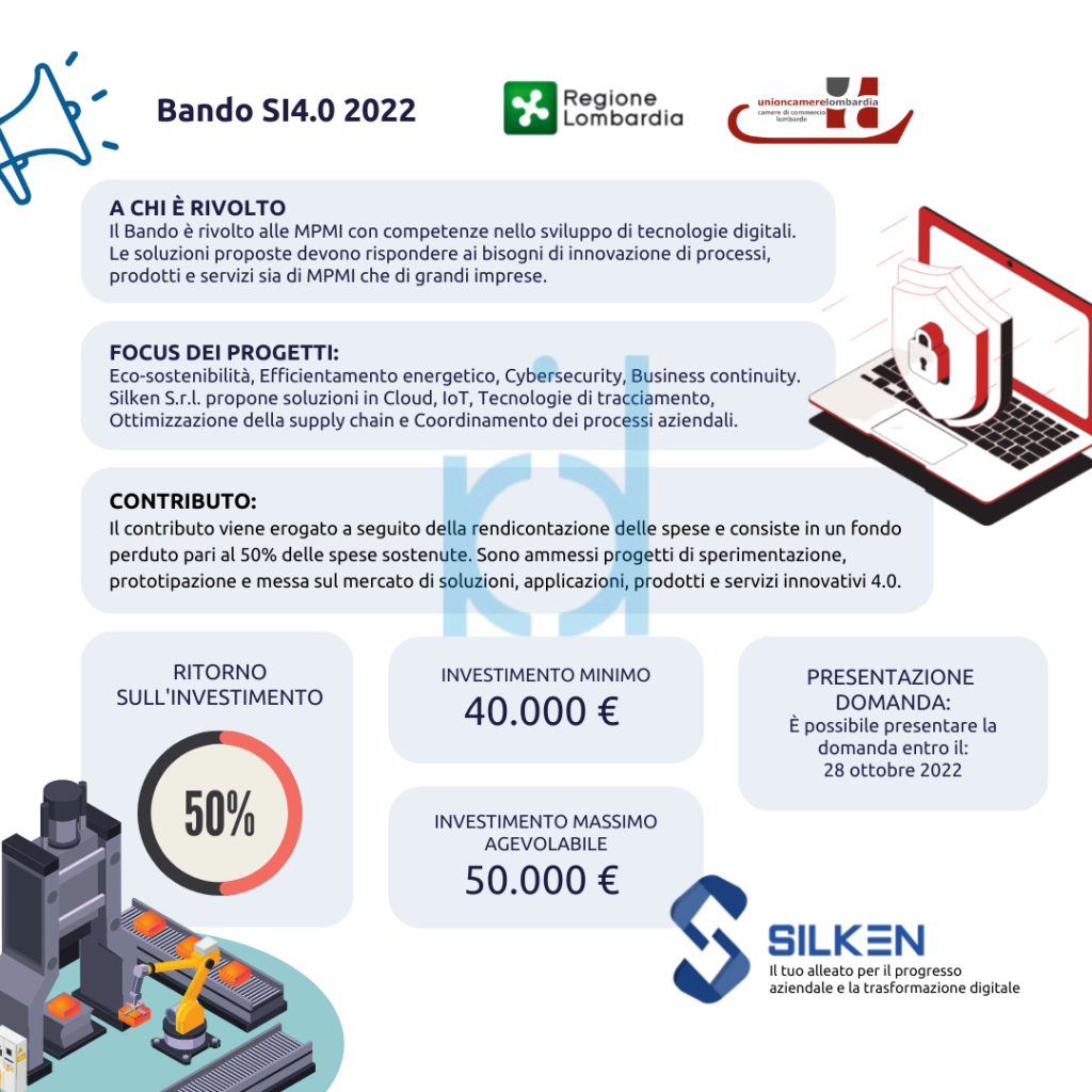 Bando SI4.0 2022 – Contributi per la realizzazione di progetti digitali